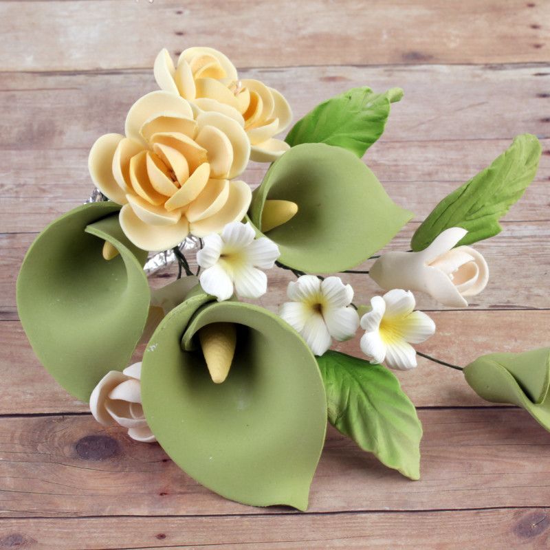  Green Calla Lily & Yellow Rose Sprays - BRG 4 