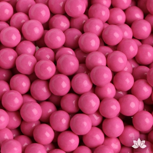  Edible Candy Pearls - Bright Pink Shimmer 7mm 