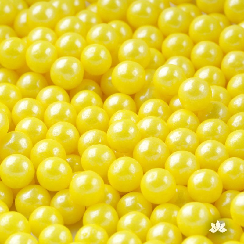  Edible Candy Pearls - Yellow Shimmer 7mm 