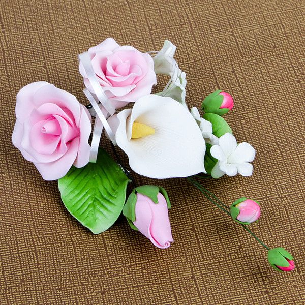  Medium Tea Rose & Calla Lily Sprays - Pink 