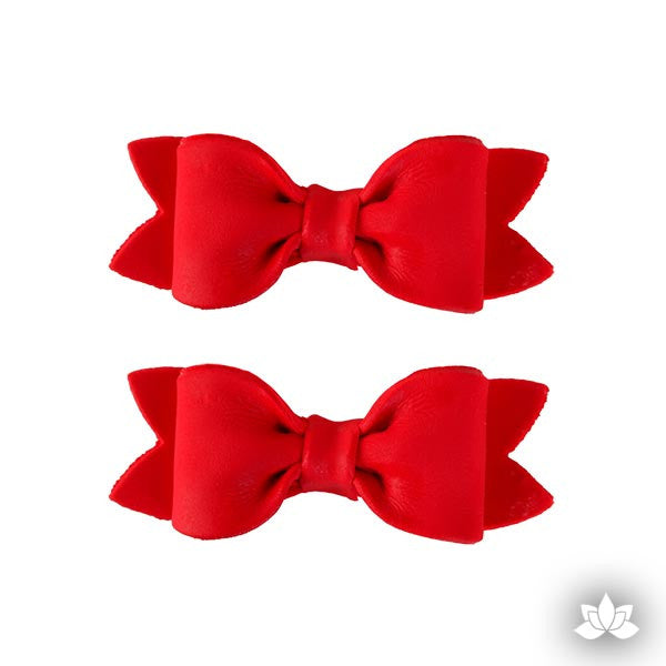  Medium Simple Bow Tie w/ Folds - Red 