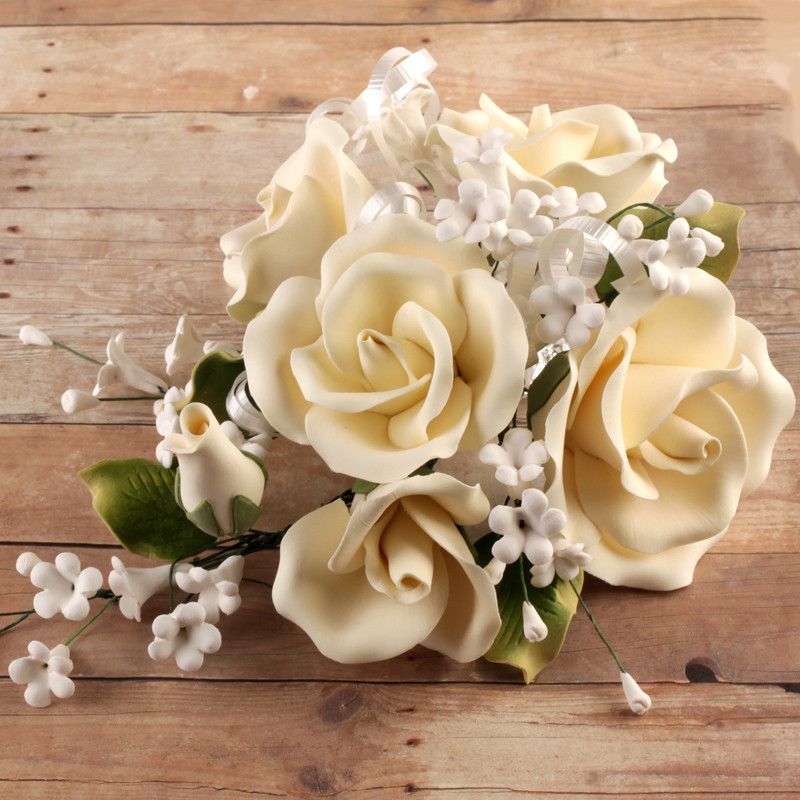  Garden Rose Sprays - Light Ivory 