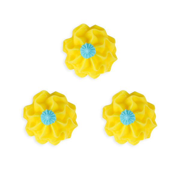  Funky Flower Royal Icing Decorations (Bulk) - Yellow 