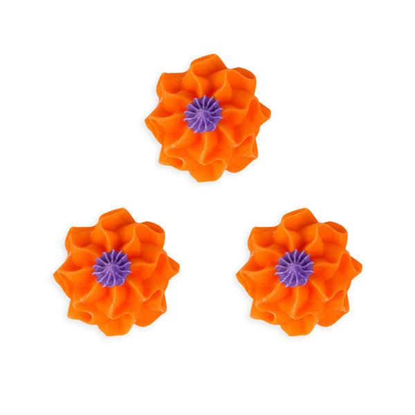  Funky Flower Royal Icing Decorations (Bulk) - Orange 