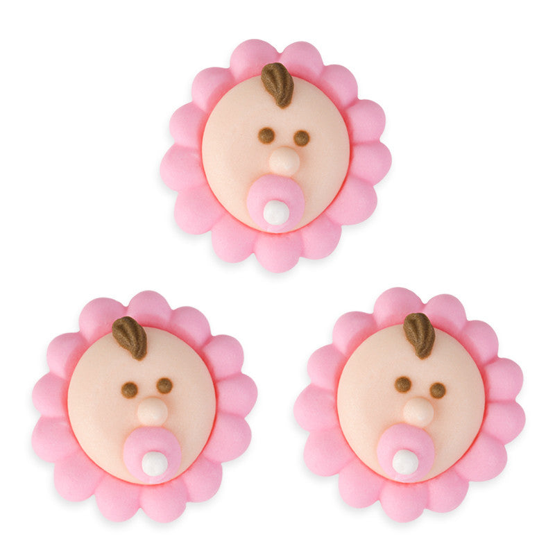  Baby Royal Icing Decorations (Bulk) - Pink 