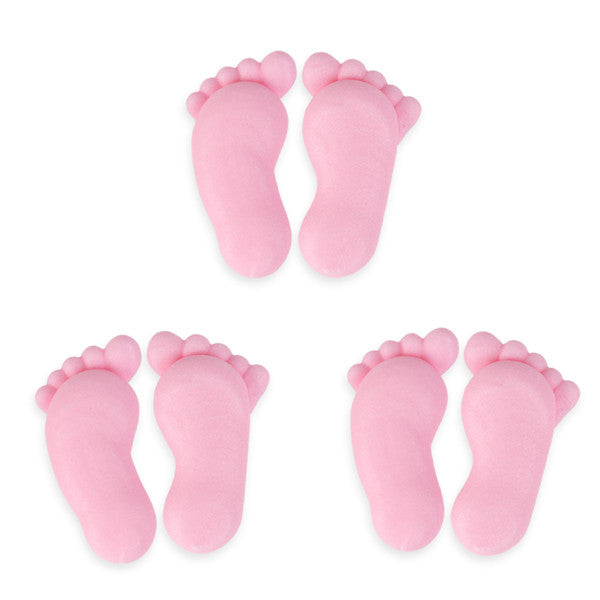  Footprints Royal Icing Decorations (Bulk) - Pink 