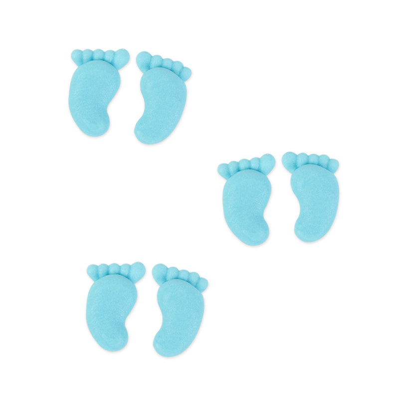  Small Footprints Royal Icing Decorations (Bulk) - Blue 