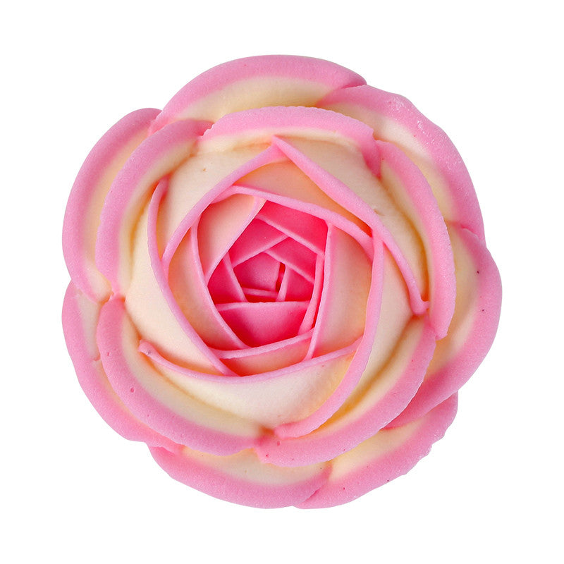  2-Tone Rose Royal Icing Decorations (Bulk) - Pink/Yellow 