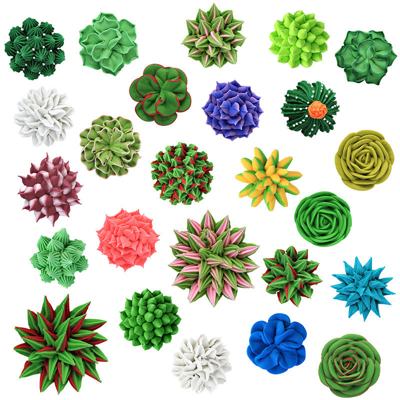  Extra Large 3D Succulent Set Royal Icing Decorations (Bulk) 