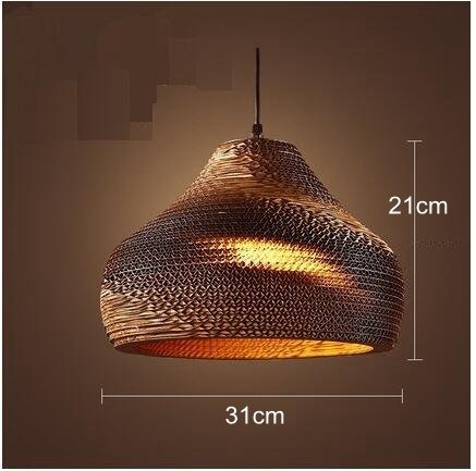 Industrial Modern Nordic Pendant Corrugated Paper Lamp Lights Hanging Lighting for Home Dining Room Cafe Bar Decoration