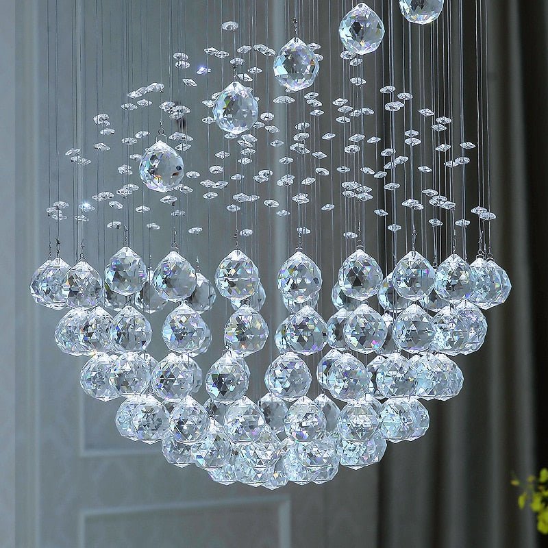 Modern Long LED Spiral Living Crystal Chandeliers Lighting Fixture For Staircase Lamp  Hotel Hall