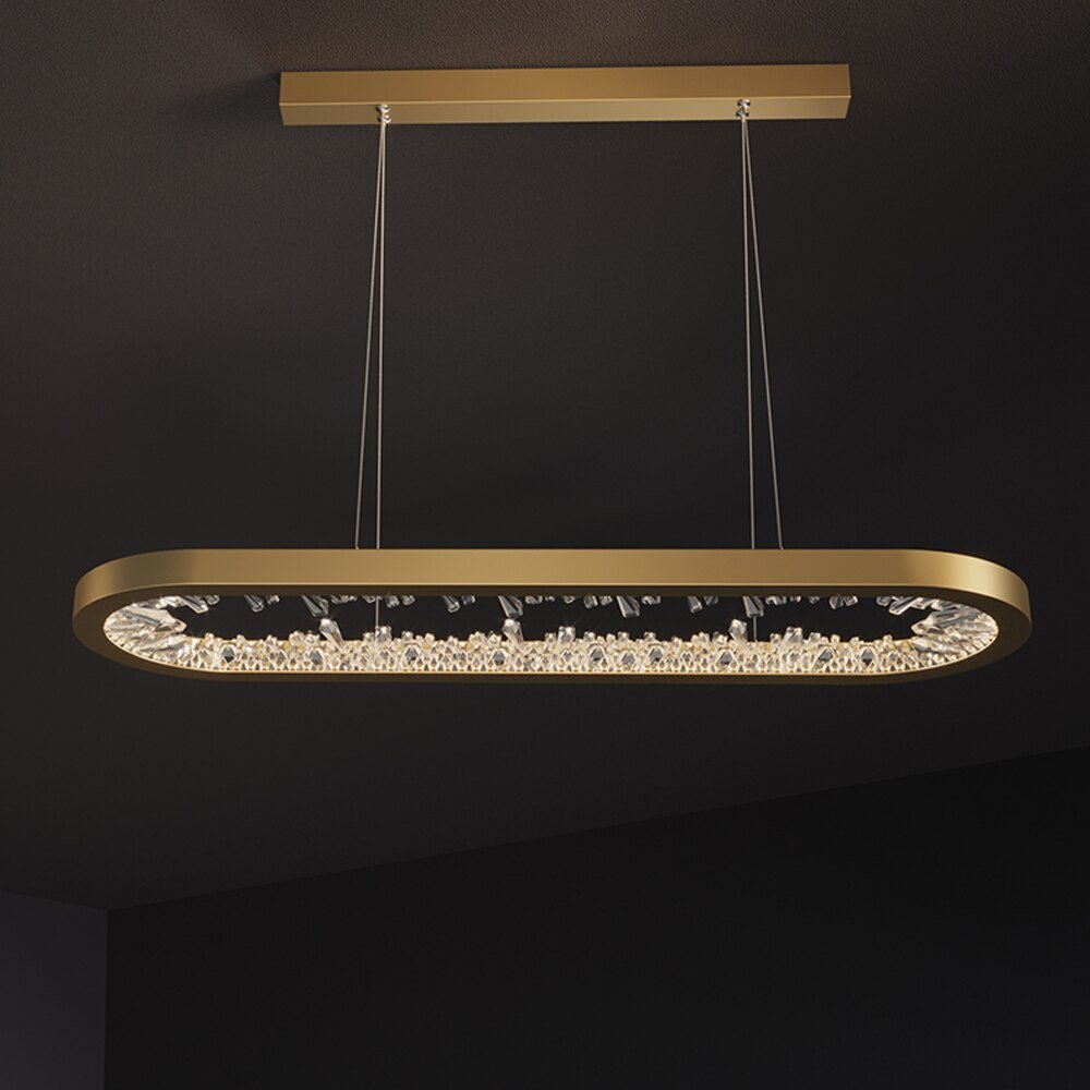 Oval Design Modern LED Chandelier Crystals Living Lighting Dimmable Dining Room Hanging Lamp