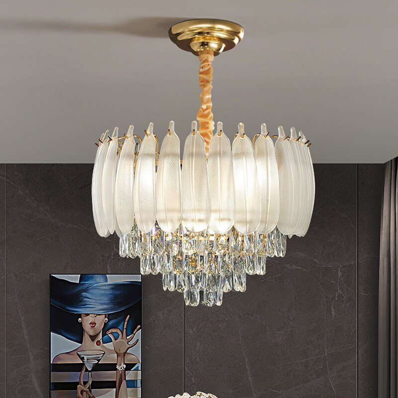 White Modern Living Room Crystal Chandelier