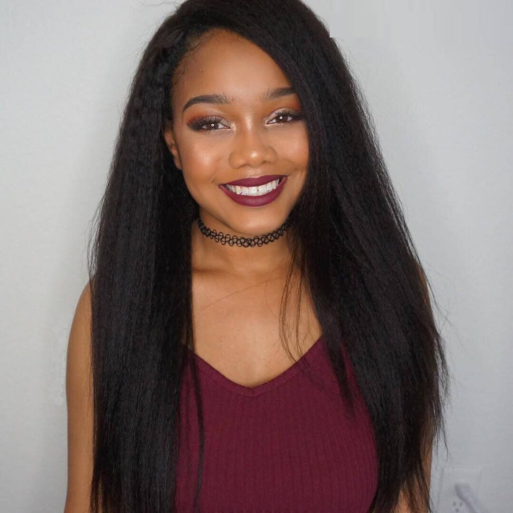 natural black kinky straight coarse yaki 100% human virgin hair