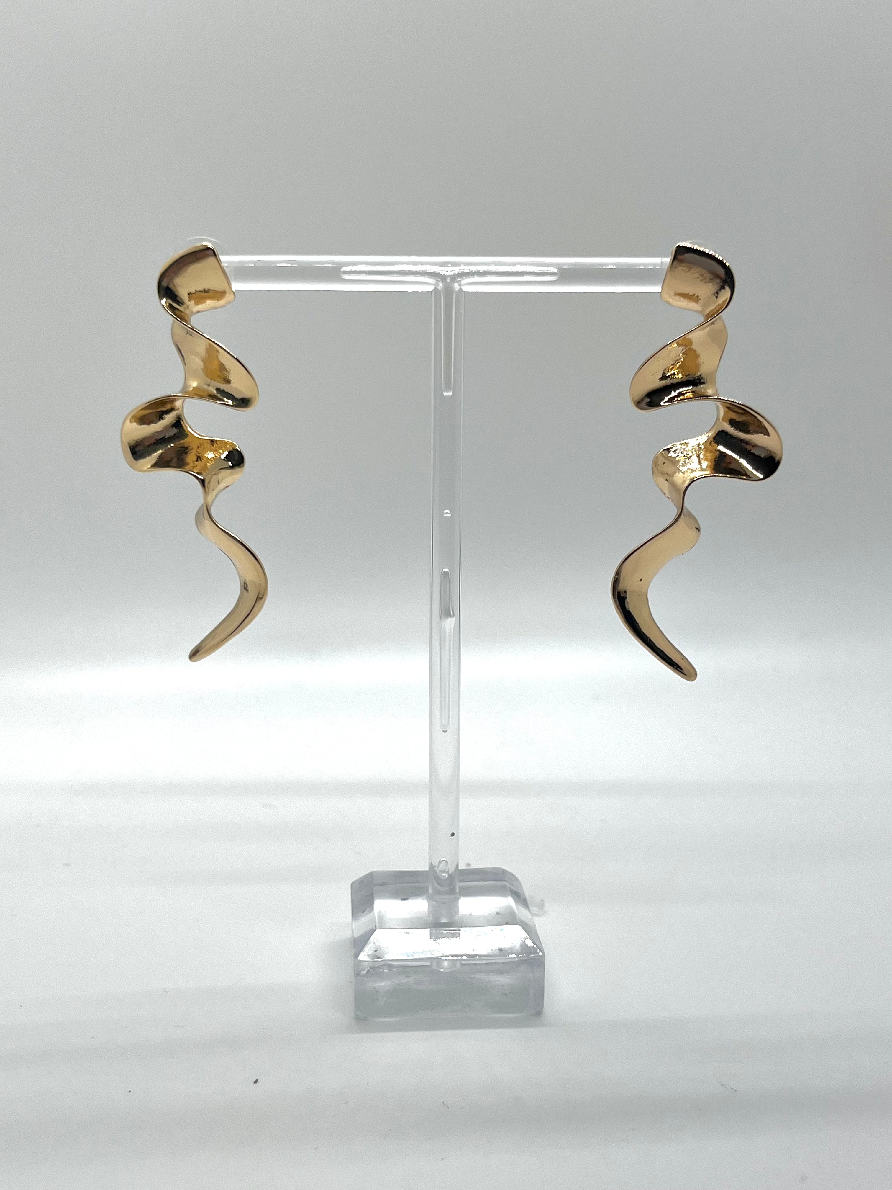 Abstract Gold Dangle Earrings