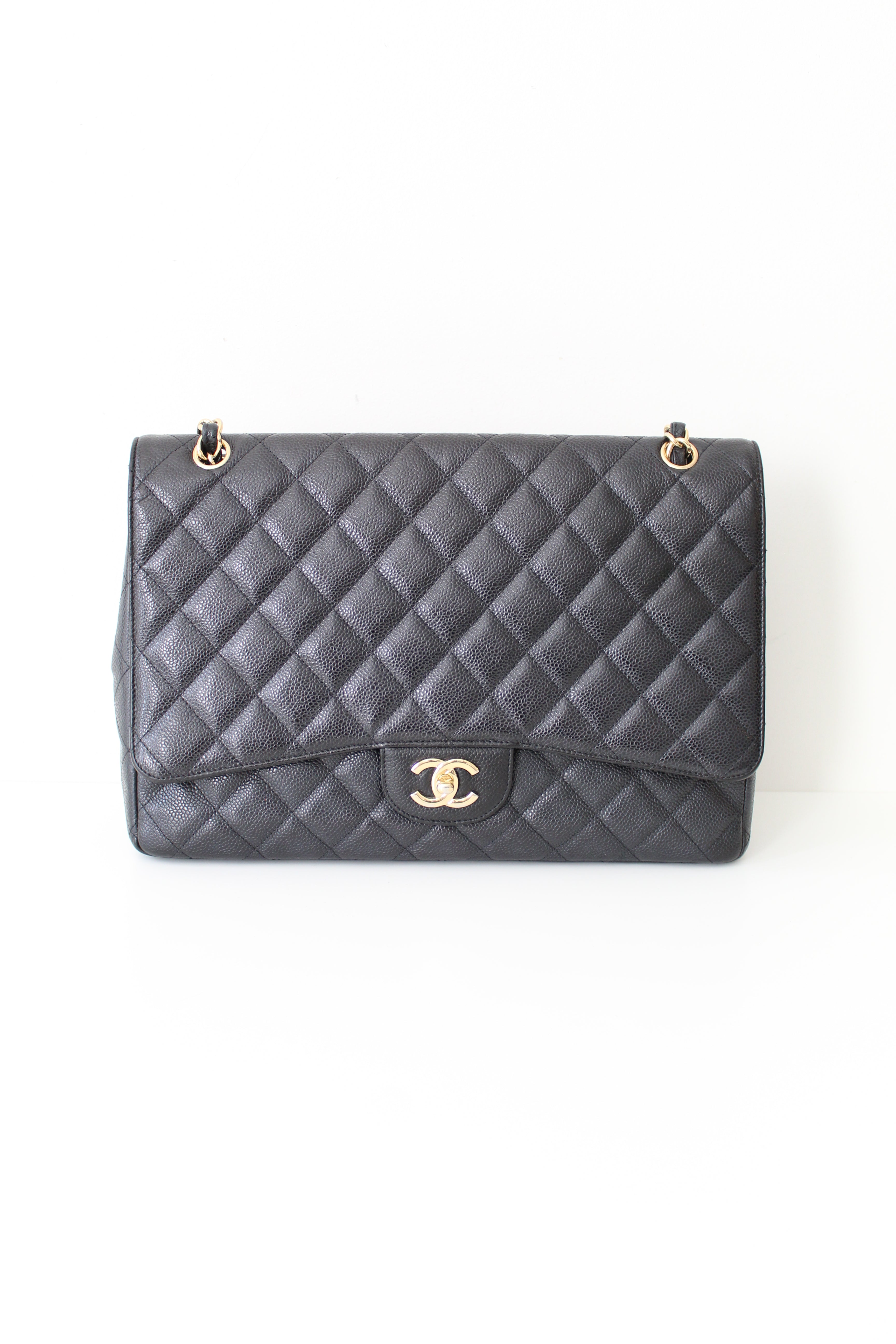 Chanel Classic Single Flap Bag Quilted Caviar Maxi