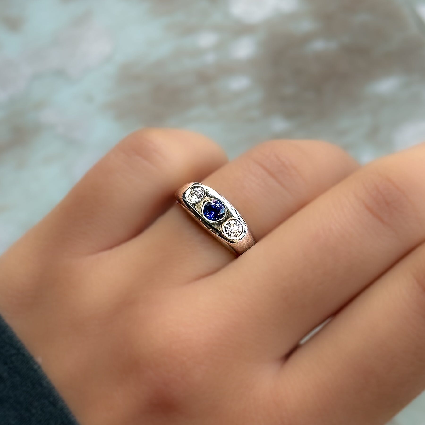 Sapphire & Diamond Gypsy Ring