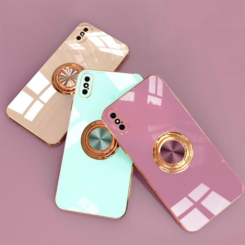 Aere Luxury Plated iPhone Case With Ring For Series 14 and 15