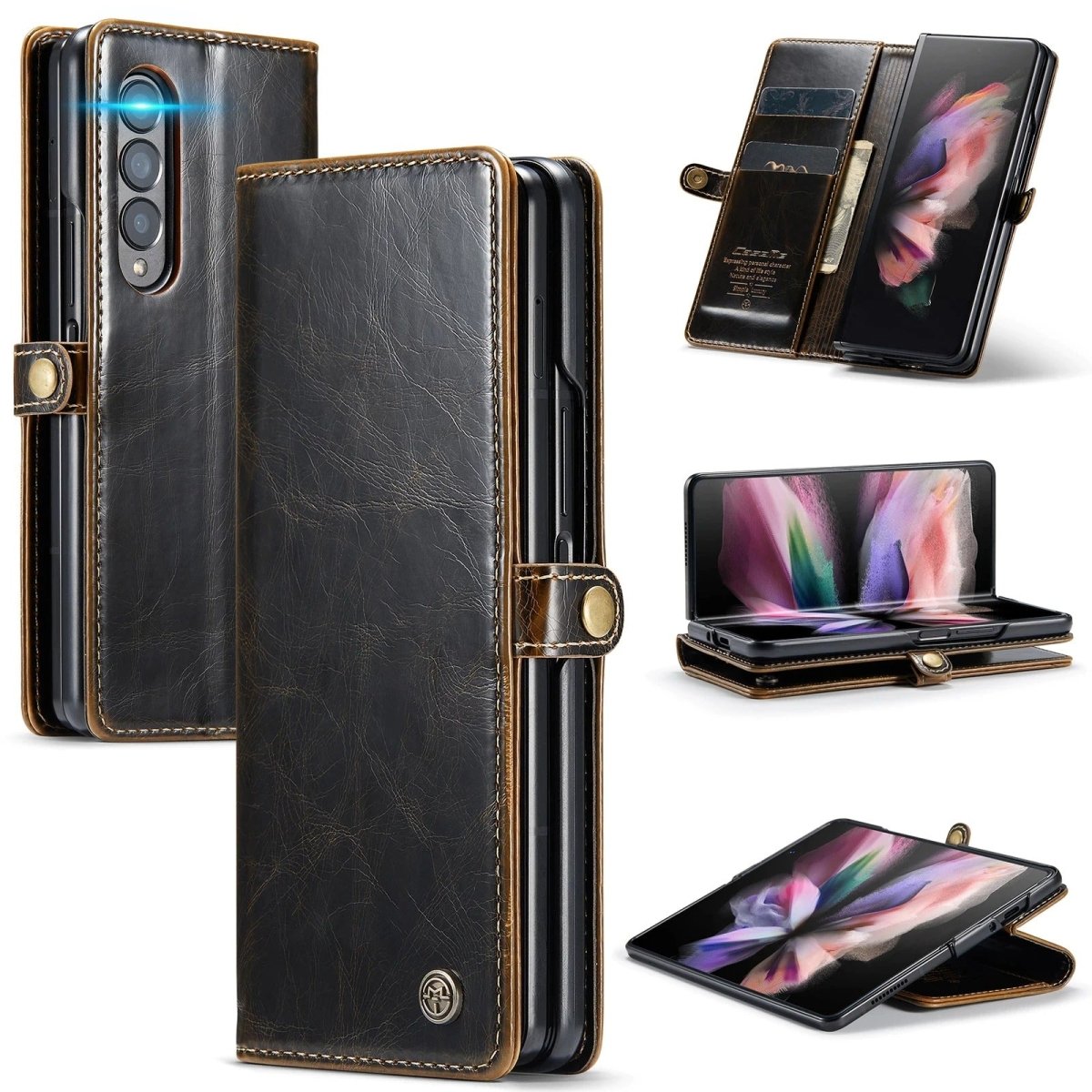 Divina Magnetic Leather Wallet Case for Galaxy Z Fold 3