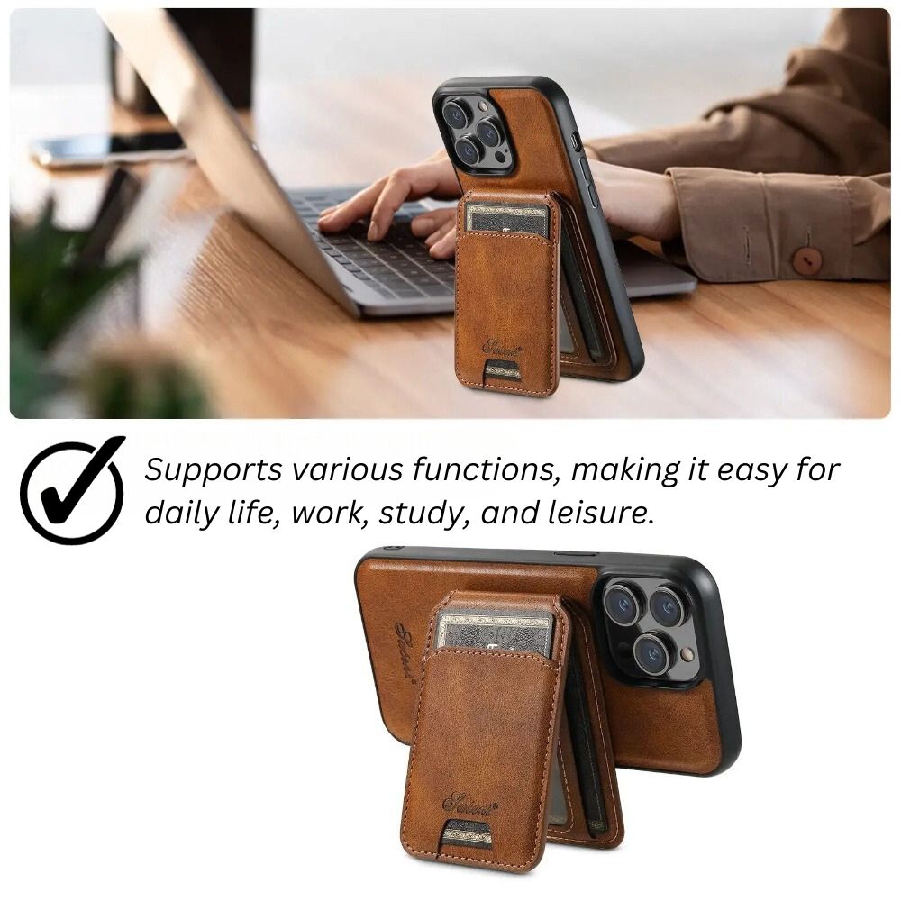 Foveo Premium Leather Case for iPhone 15 Series With Detachable Magnetic Card Stand