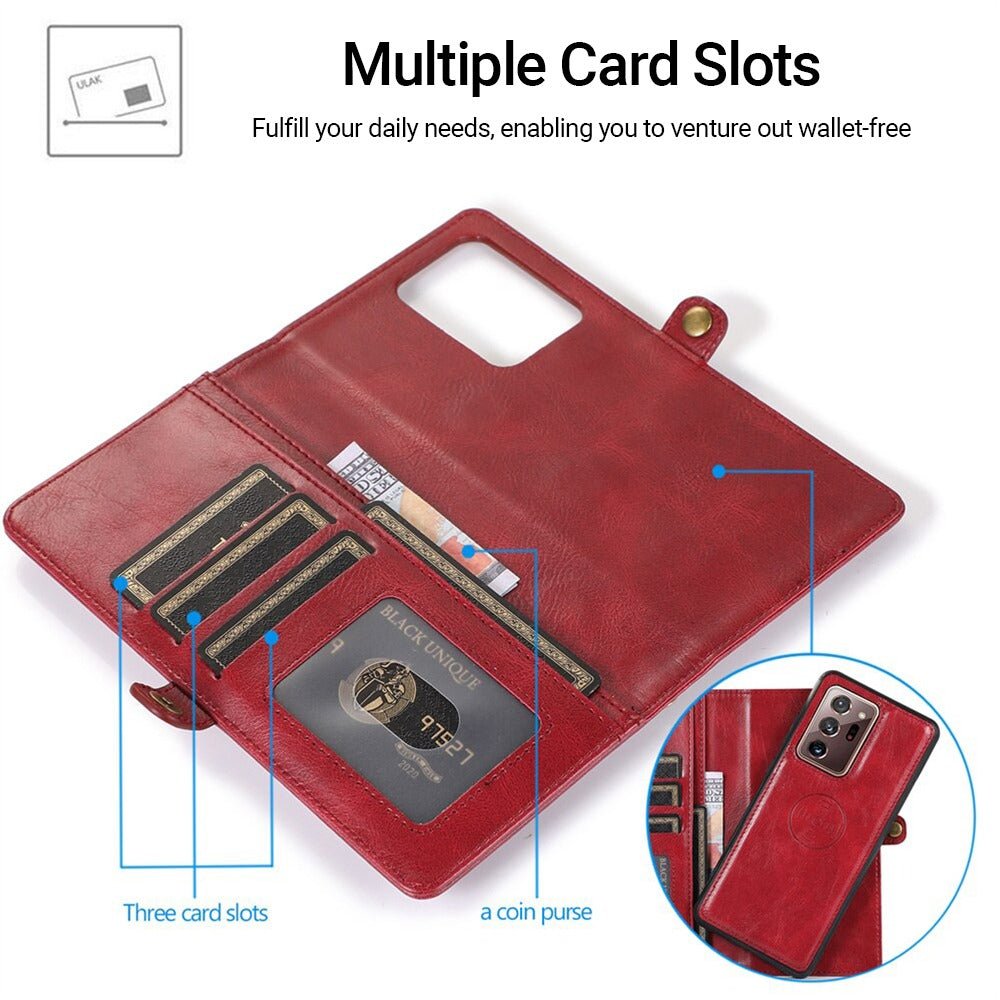 Mereo Magnetic Leather Galaxy Wallet Case with Lanyard and Card Slot