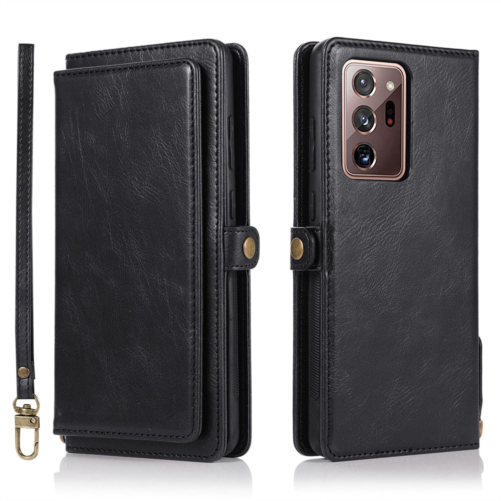 Mereo Magnetic Leather Galaxy Wallet Case with Lanyard and Card Slot