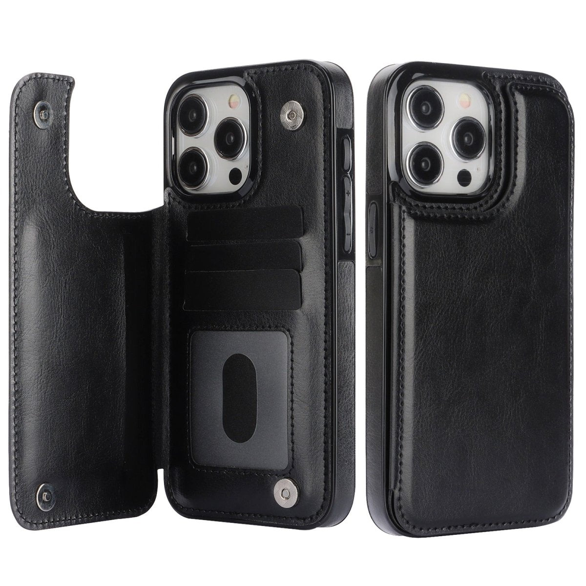 Vistor Leather Flip Wallet Case For iPhone 14 and 15 Series