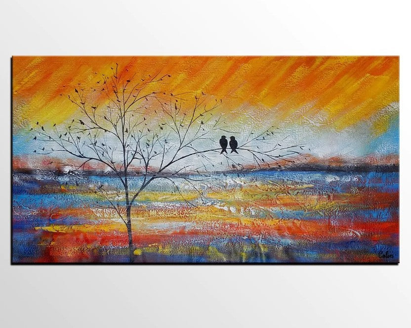 Acrylic Abstract Painting, Love Birds Painting, Living Room Wall Art Paintings, Custom Original Paintings, Acrylic Painting for Sale