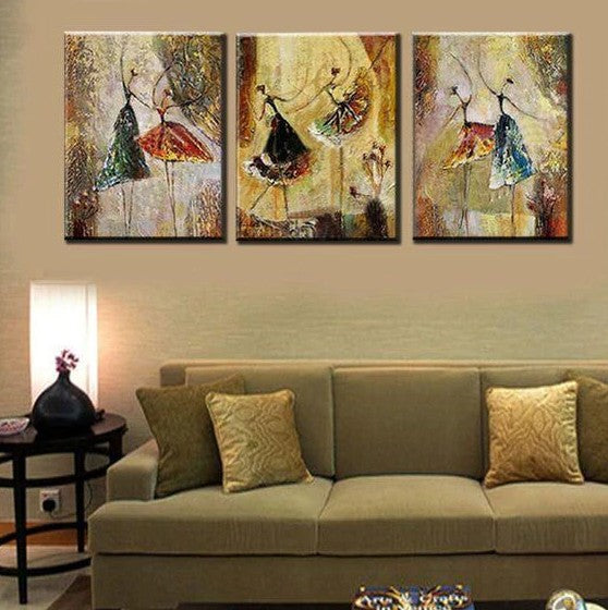 Acrylic Abstract Artwork, Ballet Dancers Painting, Simple Canvas Art, Abstract Wall Art for Sale
