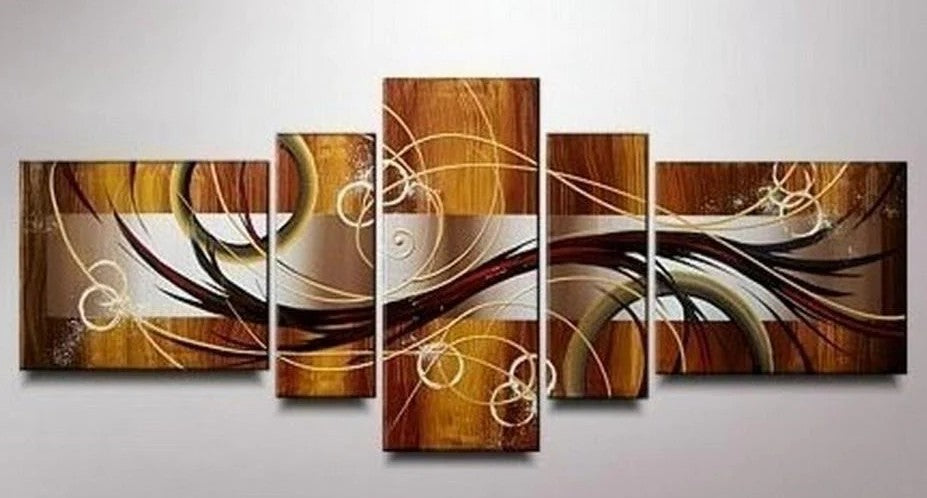 Abstract Lines Art, Canvas Art Painting, Huge Wall Art, Acrylic Art, 5 Piece Wall Painting, Canvas Painting, Hand Painted Art