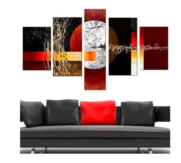 Extra Large Acrylic Art Painting, Red and Black Abstract Painting, Modern Abstract Artwork, Dining Room Canvas Painting