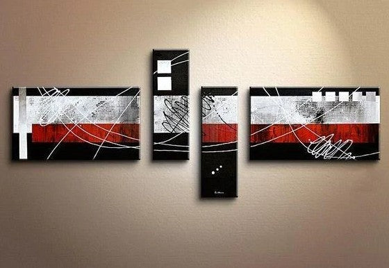 Large Canvas Painting, Large Abstract Wall Art, Oil Painting, Black and Red Canvas Painting, Abstract Painting for Sale