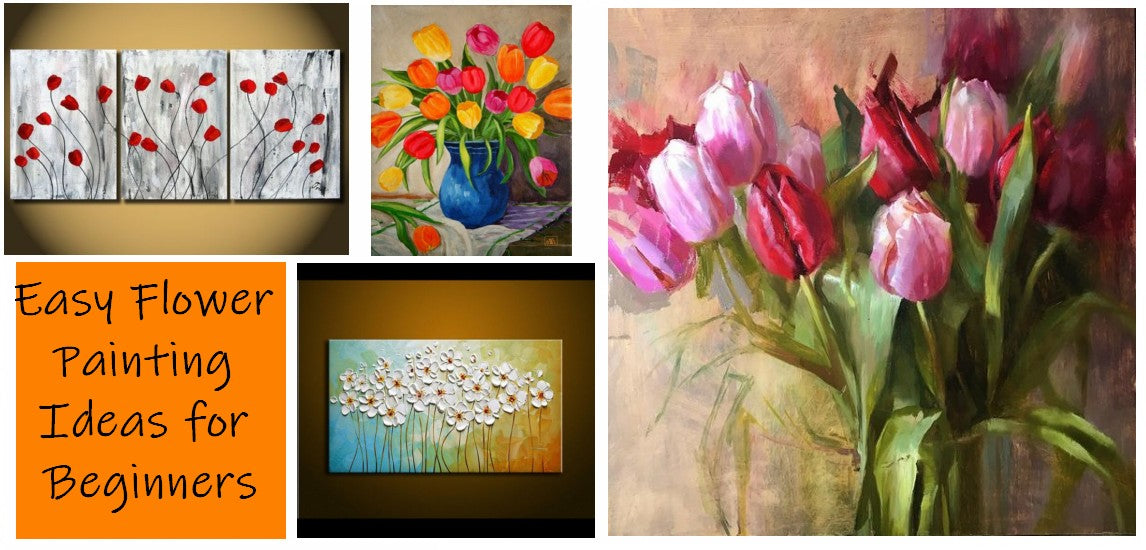Acrylic Flower Painting Ideas for Beginners, Easy Flower Painting Ideas for Beginners, Simple Abstract Flower Paintings, Beautiful DIY Flower Painting Ideas for Kids