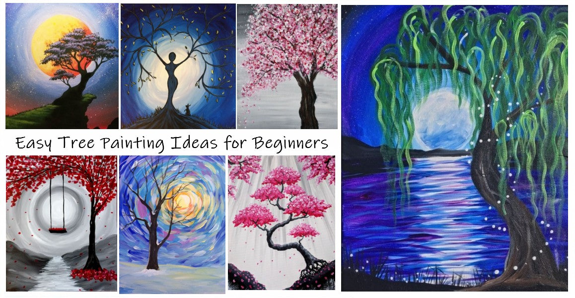 Easy Tree Painting Ideas for Beginners, Simple Landscape Painting Ideas, Beautiful Landscape Painting Ideas, Easy Acrylic Painting on Canvas