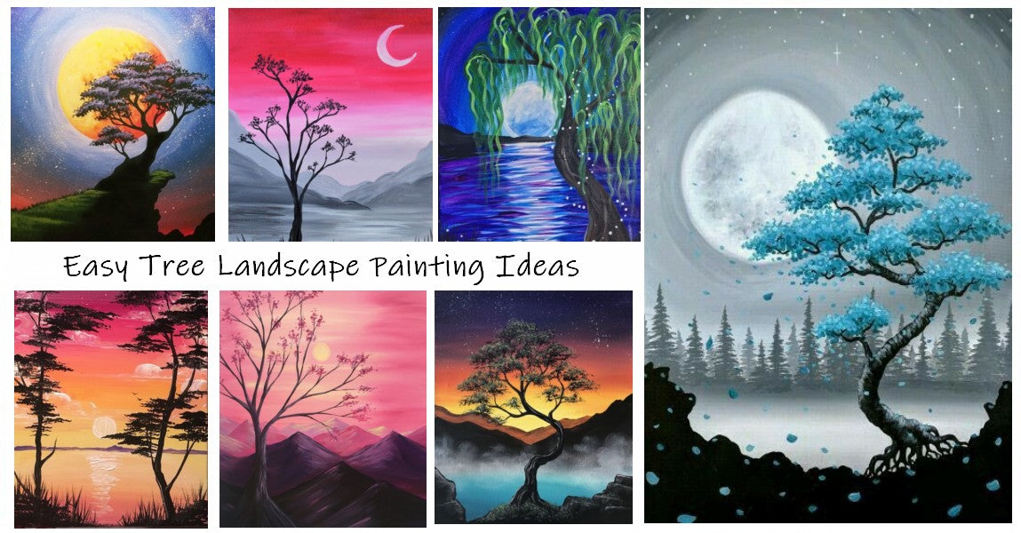 Easy Tree Painting Ideas for Beginners, Simple Landscape Painting Ideas, Beautiful Landscape Painting Ideas, Easy Acrylic Painting on Canvas