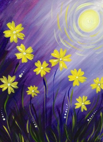 Simple Abstract Flower Painting Ideas, Yellow Daisy Flower Painting, Easy Flower Oil Painting Ides for Kids, Easy Flower Painting Ideas for Beginners, Easy Acrylic Flower Paintings