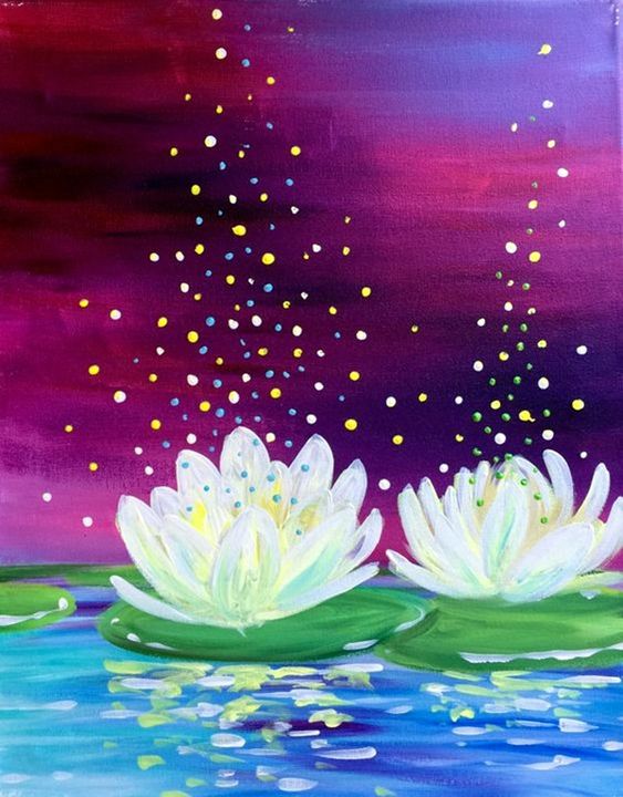 Easy Water Lily Flower Painting Ideas for Beginners, Simple Acrylic Flower Painting Ideas, Easy Flower Painting Ideas for Kids, Simple DIY Painting Ideas
