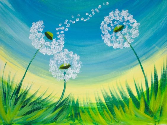 Simple Abstract Flower Painting Ideas, Dandelion Painting, Easy Landscape Paintings, Easy Flower Oil Painting Ides for Kids, Easy Flower Painting Ideas for Beginners, Easy Acrylic Flower Paintings