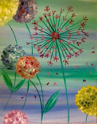 Simple Abstract Flower Painting Ideas, Dandelion Flower Painting, Easy Flower Oil Painting Ides for Kids, Easy Flower Painting Ideas for Beginners, Easy Acrylic Flower Paintings