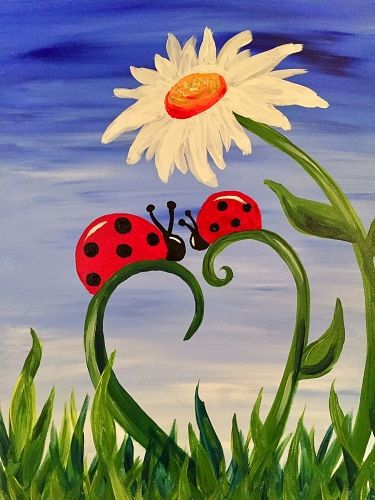 Simple Abstract Flower Painting Ideas, Daisy Painting, Beetle Painting, Easy Flower Oil Painting Ides for Kids, Easy Flower Painting Ideas for Beginners, Easy Acrylic Flower Paintings