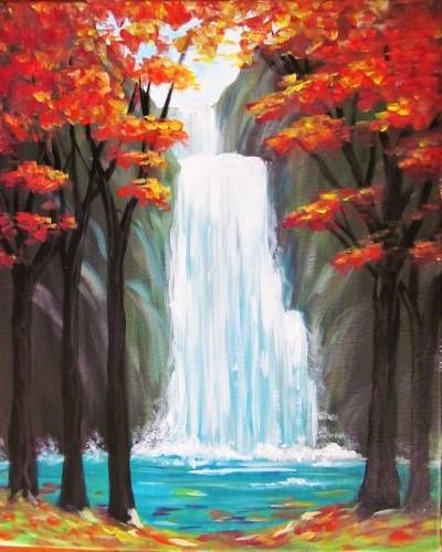EASY Waterfall Landscape How To Paint Acrylics For Beginners