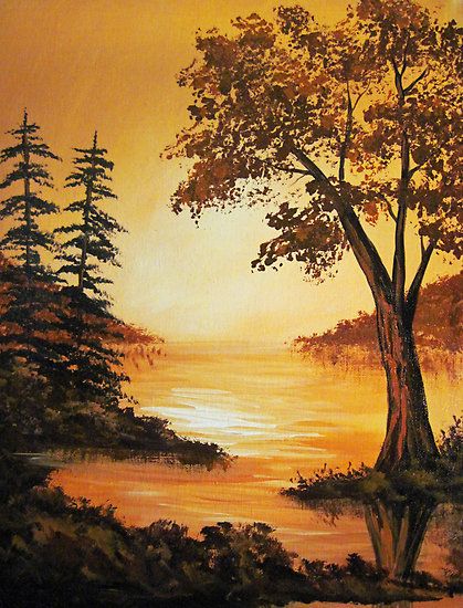 Easy Tree Paintings, Forest Paintings, Easy Landscape Painting Ideas for Beginners, Easy Canvas Painting Ideas, Easy Acrylic Painting Ideas, Simple Oil Painting Ideas for Kids