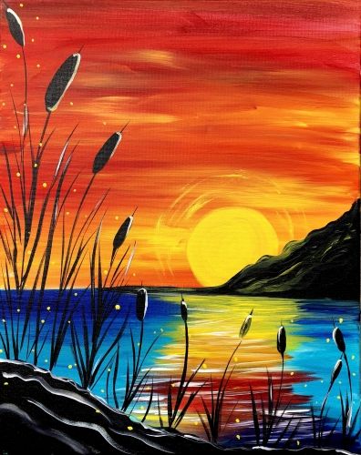 Easy Sunrise Paintings, Easy Landscape Painting Ideas for Beginners, Easy Canvas Painting Ideas, Easy Acrylic Painting Ideas, Simple Oil Painting Ideas for Kids