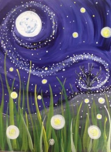 Easy Acrylic Painting Ideas, Moon Painting, Night Paintings, Simple Oil Painting Ideas for Kids