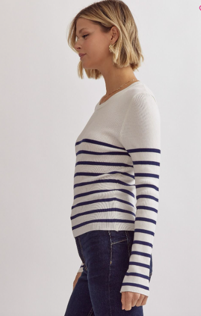 Ribbed Long Sleeve Top - White