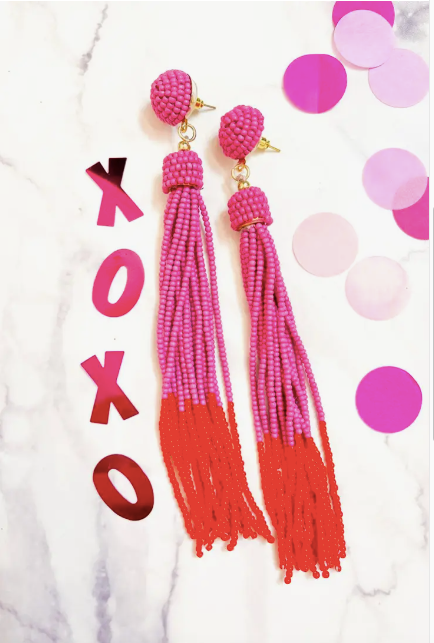 Love Story Beaded Tassel Earrings