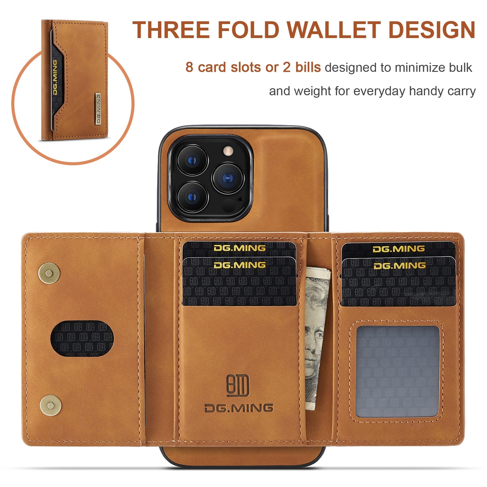 Detachable Magnetic Leather Case for iPhone with Wallet