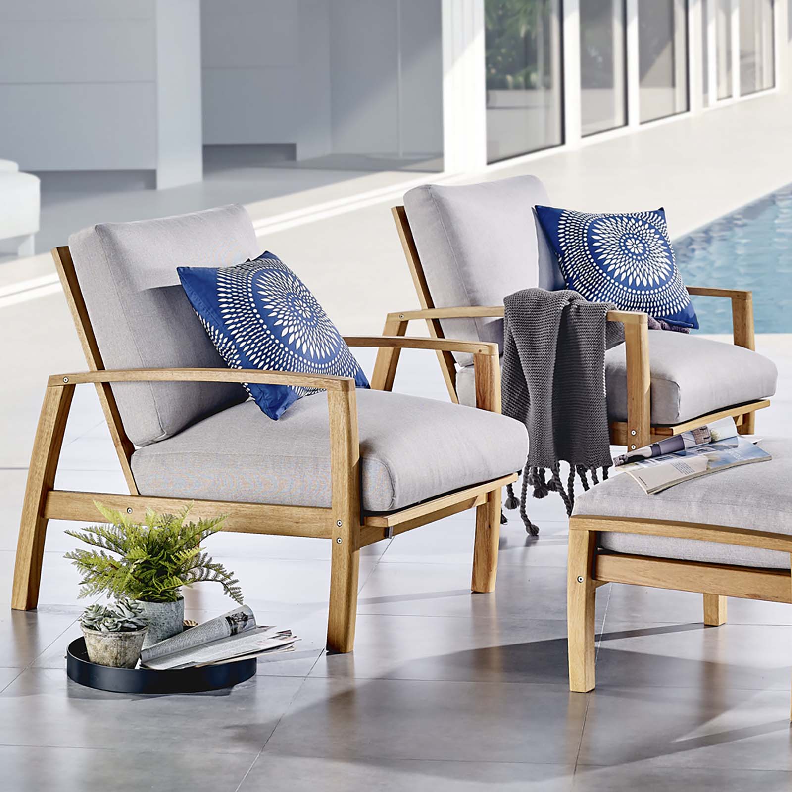Orlean Outdoor Patio Eucalyptus Wood Lounge Armchair Set of 2 By Modway - EEI-3993