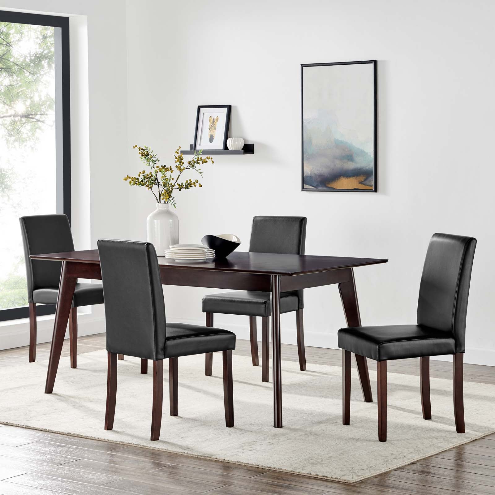 Prosper 5 Piece Faux Leather Dining Set By Modway - EEI-4187