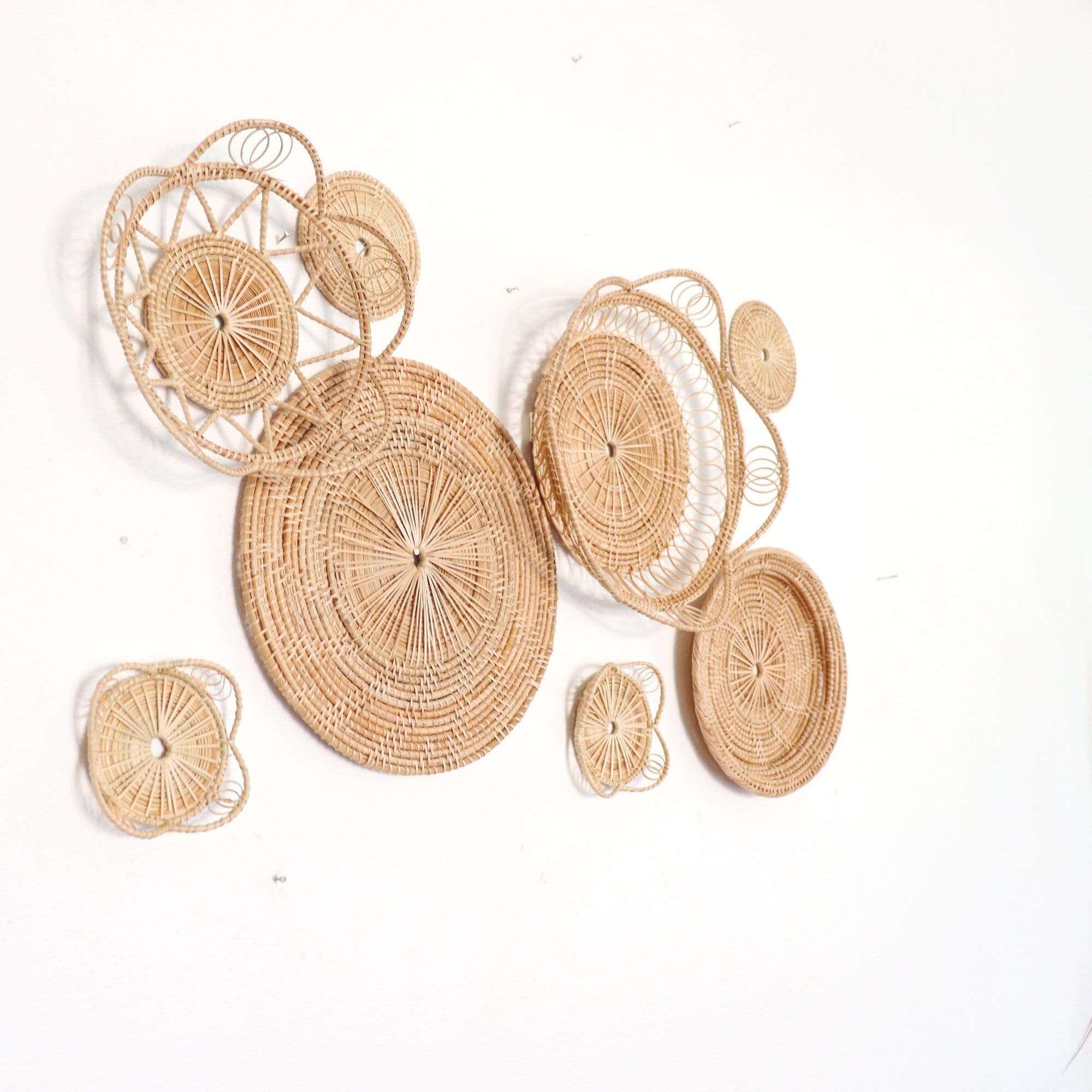 Hom - Rattan Wall Art DeCor Hanging (Set Of 8) By Thaihome